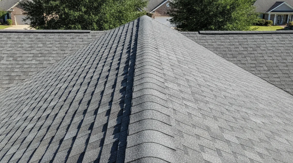 Architectural shingles compared to 3-tab shingles on Summerville home