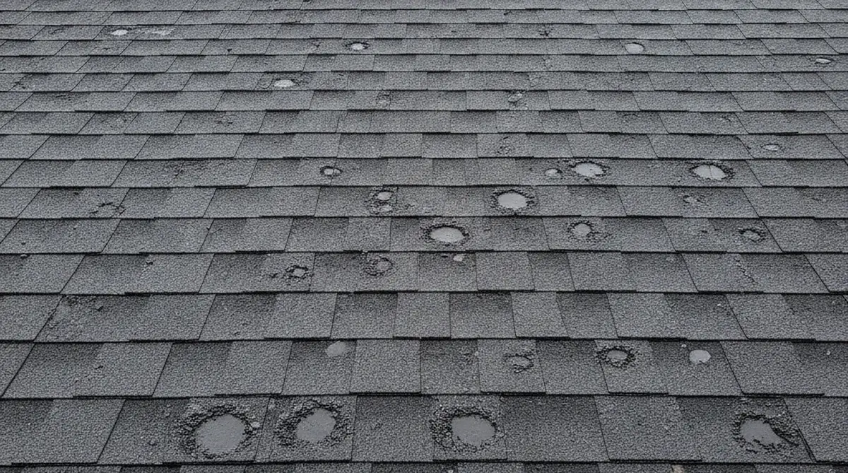 Hail damage on asphalt shingles in Orangeburg SC