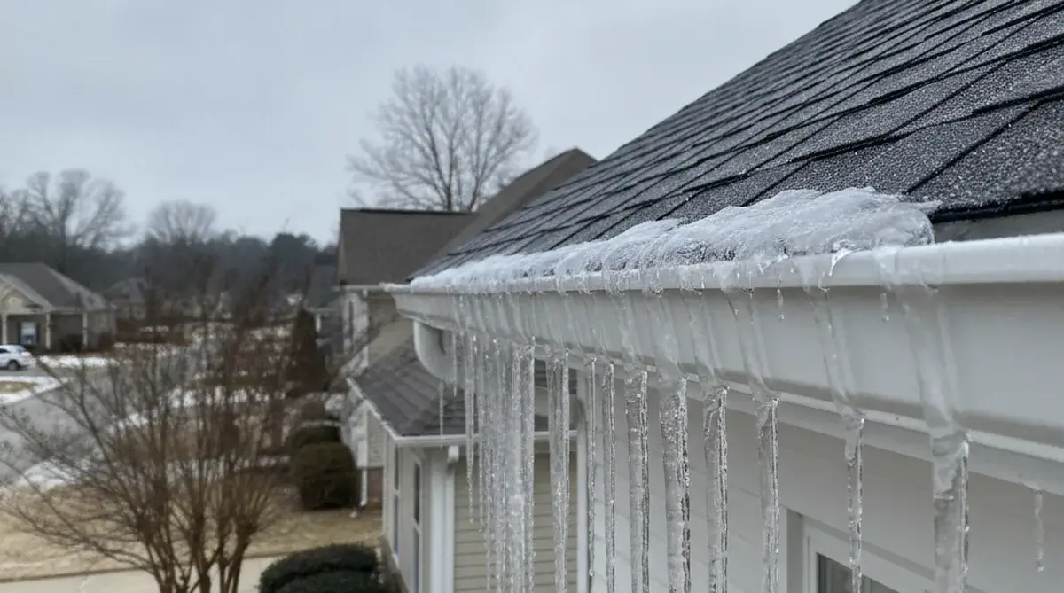 Ice dam formation on Holly Hill SC roof